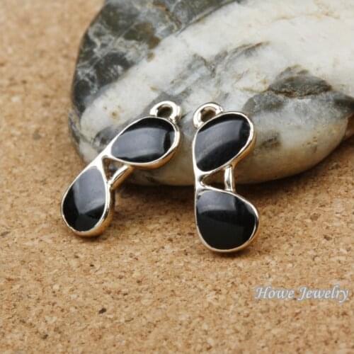 10 pcs High quality Champagne gold Enamel Black sunglasses alloy pendant DIY charm Fashion Bracelet Necklace Jewelry Accessories