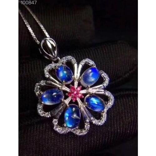 100% Real And Natural Moonstone necklace pendant 925 sterling silver Fashion Pendant Necklace