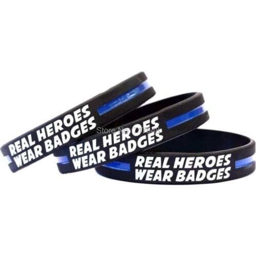 100pcs Real Heroes Wear Badges Thin Blue Line wristband silicone bracelets free shipping by ePacket A