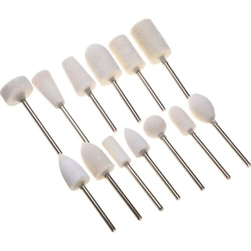 12Pcs Professional Nail Art Polishing Grinding Head Tools Stone 12/14/16/18/20/25mm Head Nail Drill Bits Machine Wool Tool
