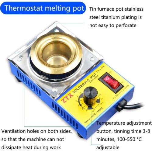 220V 160/280/350W Adjustable Temperature Solder Pot Tin stove Melting Furnace Temperature Soldering Desoldering Tinning Tools