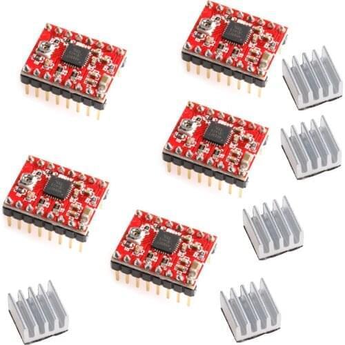 5pcs A4988 StepStick Pololu Stepper Driver Module + Heatsink for RepRap 3D Ramps