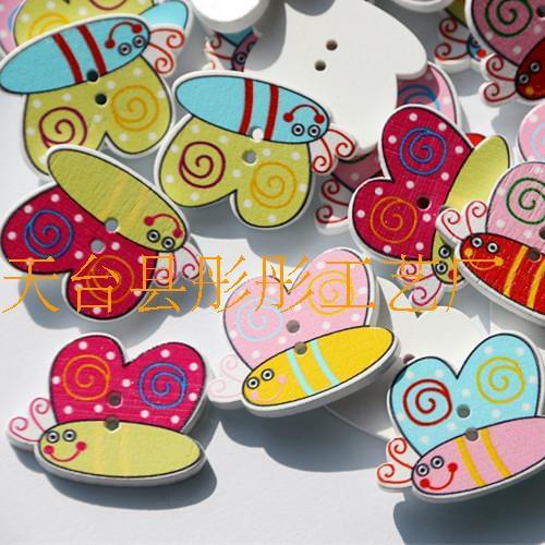 2015 new Wooden Sewing Button Scrapbooking Bees for craft Two Holes 29*21mm, 50PCs