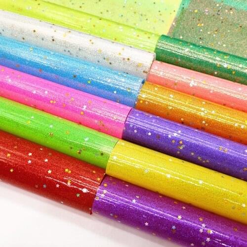 A4 20*33CM sheet candy color Shiny star waterproof Glitter PVC leather For bag and shoes 1442