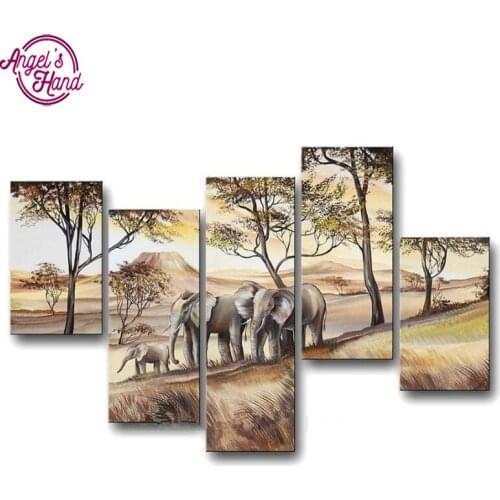 DIY Diamond Embroidery Elephant 5pcs 5D Diamond Painting Cross Stitch Mosaic Pattern Full Square Rhinestone Home Decor