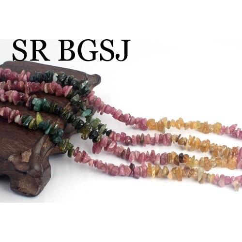 Free Shipping 6-8mm Jewelry Making Freeform Gems Mixed Tourmaline Chips Natural Stone DIY Wholesale Beads 15"
