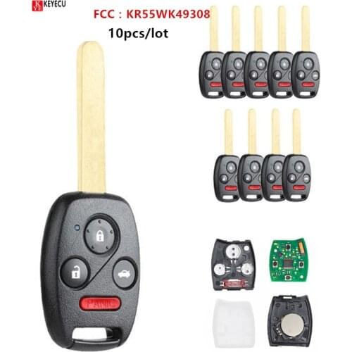 Keyecu 10pcs/lot New Car Remote Key Fob for Honda Pilot 2009 2010 2011 2012 2013 2014 2015, Accord Sedan 2008-2012 - KR55WK49308