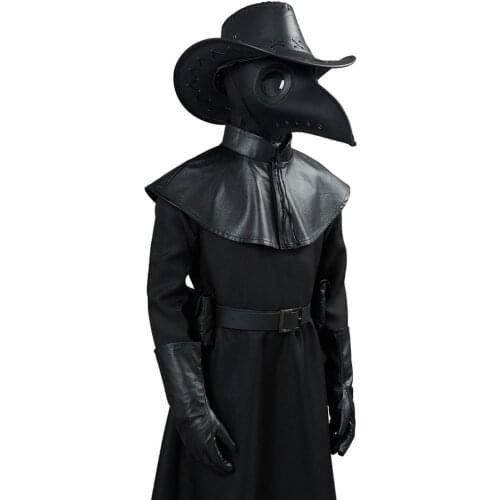 Fast delivery child Plague Doctor Steampunk Cosplay Costume Medieval Cape Robe Uniform Halloween Carnival autumn man jacket gift