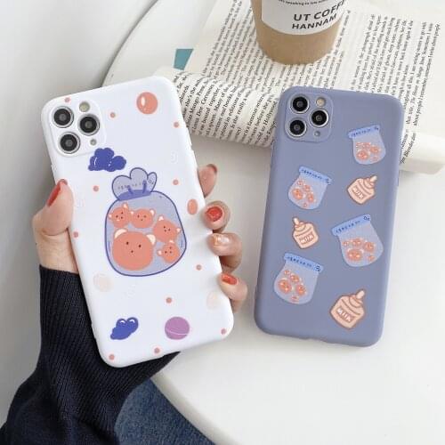 Japanese kawaii bear bottle bag Phone Case For iPhone 12 11 Pro MaxXR XS Max XR 7 8 Plus 12 mini 7Plus case Cute Silicone cover