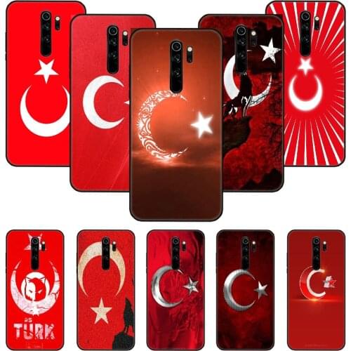 Phone Case For Xiaomi Redmi Note 8 8T 7 7A 9 9S 8A 4 5 Pro Black Cover Shell Soft Coque Art Bumper 3D Back Trend Turkish Flag