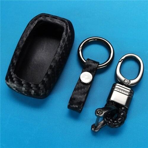 For Toyota Camry Corolla Avalon Rav4 Land Cruiser Keychain 1 Pcs Carbon Fiber Silicone Car Key Cover Fob Case Cover