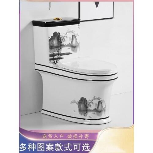 Household toilet new Chinese color personalized toilet color gold siphon toilet with large diameter