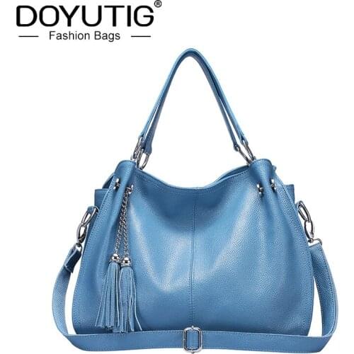 DOYUTIG Trendy Womens Genuine Leather Big Totes High Quality Handbag & Cross-body Bags Lady Fashion Casual Handbags F766
