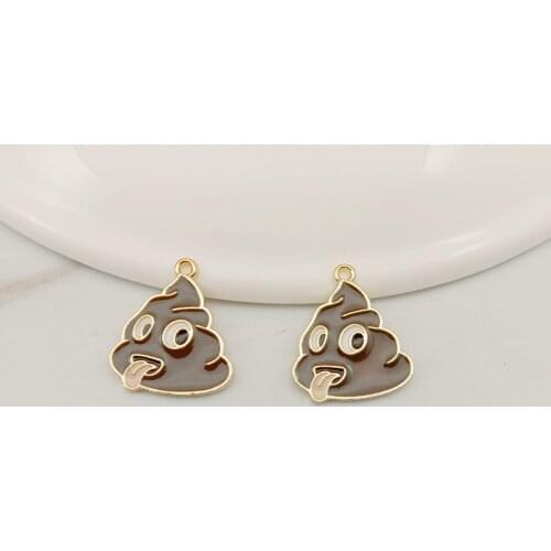 BULK 10 Tongue Poop Face Charms Poop Emoticon Pendants for Bracelet Jewelry Making Wholesale Enameled Charms Poop KL37GF