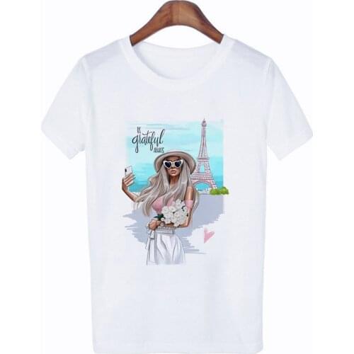 T shirt Girl Print T Shirt Female Ulzzang Tshirt Cartoon Funny Tops Shirts T-shirt Graphic Clothes Fashion