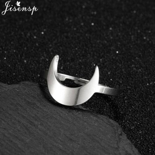 Boho Geometric Crescent Moon Open Adjustable Ring for Women Girls Minimalist Jewelry Punk Fashion Finger Rings 2021 New