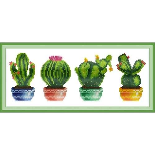 Cactus plant counted printed on the canvas 11CT 14CT DIY kit Chinese Cross Stitch embroidery needlework Sets home decor