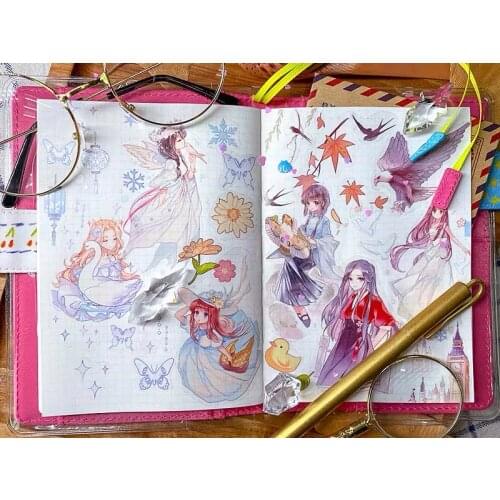 Fairy Girl and Bird PET Tapes Bullet Journal Masking Tape Adhesive Tape DIY Scrapbooking PET Stickers