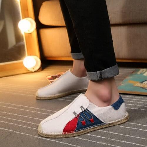 Summer Hemp Shoes Men Sneakers Loafers Men Breathable Anti Slip Shoes Man Casual Shoe Soft Sole Fisherman Flats Mens Espadrilles