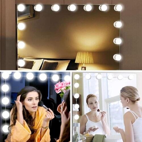 Hollywood Style Vanity Mirror Light Bulbs USB Charging Touch Adjustable Brightness Makeup Light 2/6/10/14 LED Makeup Mirror Bulb