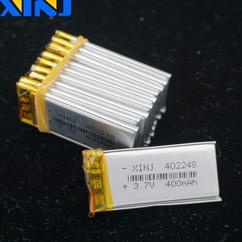 XINJ 10pcs 3.7V 400mAh lithium polymer battery li po cell 402248 For DVC DVR Camera MP4 music player earphone driving recorder