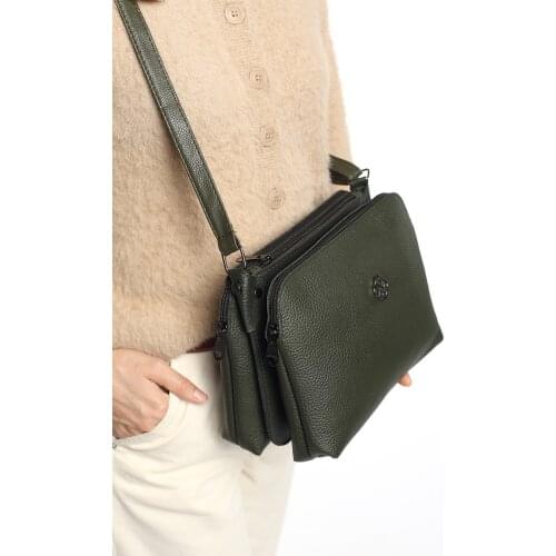Madamra Green Women 'S Five Multi-Compartment Cross Messenger Bag and Shoulder Bag MK1020020YT11-006