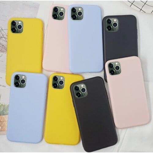 Yellow Pink Matte Case For iPhone 7 Plus 8 11 Pro SE 2020 6 6S Plus XR X XS Max 11 12 Pro Mini TPU Phone Cover Soft Purple Black