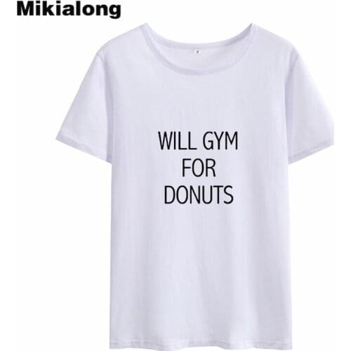 Mikialong Donuts Kawaii T-shirt Women Tumblr Harajuku Funny Tshirts Cotton Women Tops Camiseta Mujer 2018 Women Summer Clothes