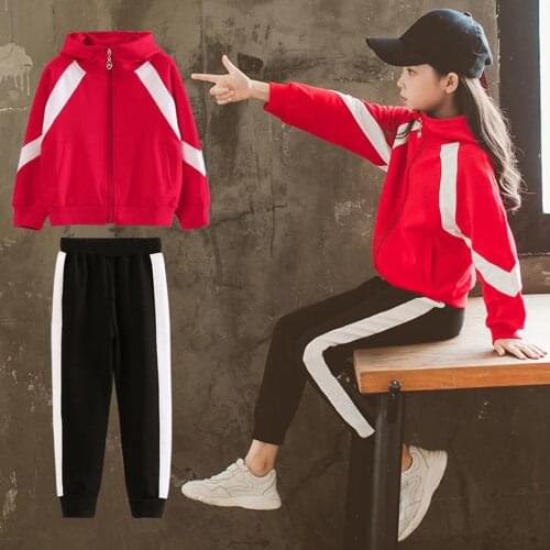 2 Pcs/sets Fashion Girls Clothing Sets Spring Active Girls Clothes Children Clothing Patchwork Sweatshirts Pants Suit 4 10 12 Y