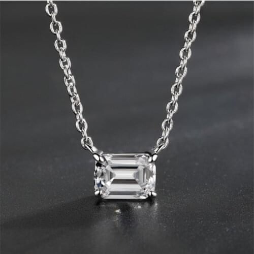 Moissanite Necklace 2CT 6*8MM Emerald Cut Lab Diamond Pendant for Women Wedding Party Gift Fine Jewelry Real 925 Sterling Silver