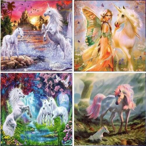 Pegasus Kits 5D Diamond Painting Cartoon Unicorn Elf girls photo Full Round Drill Embroidery Home Decoration Mosaic Cross Stitch