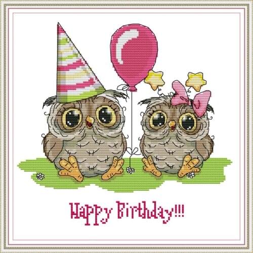 Joy Sunday Happy Birthday DMC 11&14CT Cross Stitch Kits Embroidery Needlework For Baby Room Decor Handmade Child DIY Sets