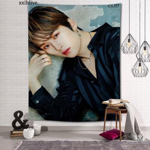Customized Kpop LEE KNOW Hanging Fabric Background Wall Covering Home Decoration Blanket Tapestry Bedroom,Living Room Wall Decor