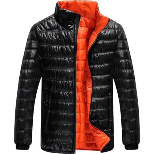 New Winter Coat Wear On Two Side Slim Men Down Cotton Coat Big Size 7XL Jacket Man Short Stand Collar Coats Jackets Outwear A008