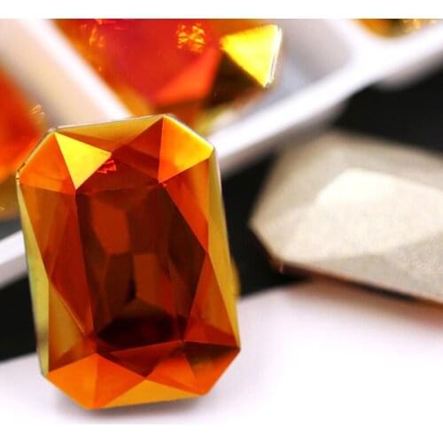 New Crystal copper Rectangular octagonal shape pointback glass rhinestones crystal strass diy clothing Accessories