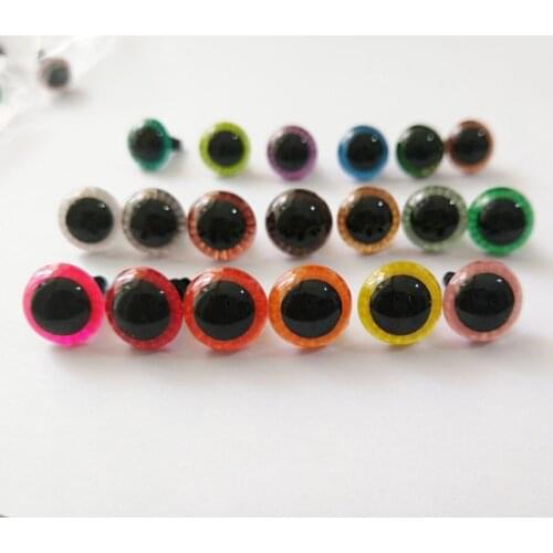 New items 15mm/12mm/14mm handcraft paint glitter toy safety eyes with white washer for diy doll findings-40pcs/lot