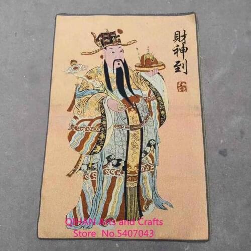 Figures like the god of wealth to religious statues silk gold embroidery religious embroidery thangka paintings decorative portr