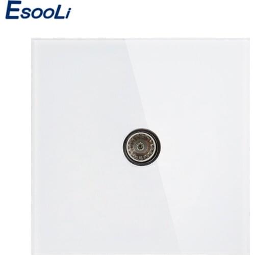 Esooli 3 colors Luxury crystal Glass Panel TV Television Jack Wall Socket Tempered Glass Wiring Accessories Outlet
