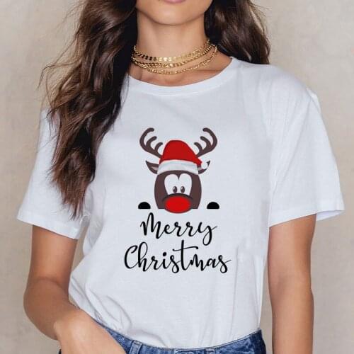 Merry Christmas T Shirt for Women/men Cartoon Reindeer Print T-Shirt Christmas Tree Tshirt Harajuku Unisex Clothes
