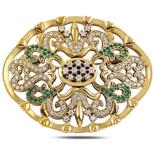 Silverlina Silver Zircon Stone Authentic Brooch