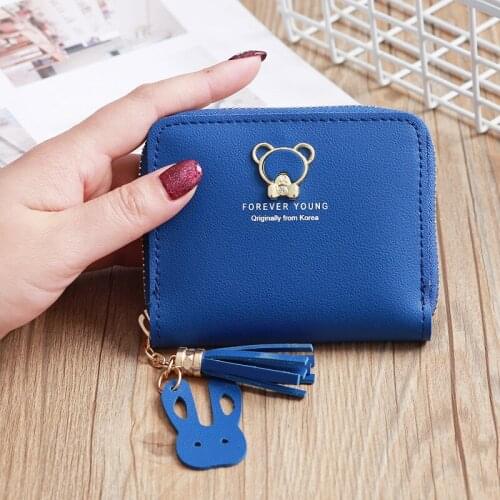 Cute Bear Tassel Wallet Women Zipper Poucht Card Bag Coin Change Purse Wallet Credit Bank ID Card Holders Case Cover Hand Bag