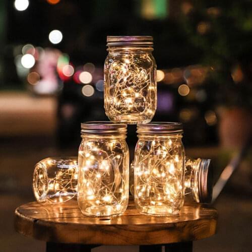 10/20 Solar Power Leds Fairy String Light For Mason Jar Lid Insert Christmas Party Garden Decoration Outdoor Wedding Garland