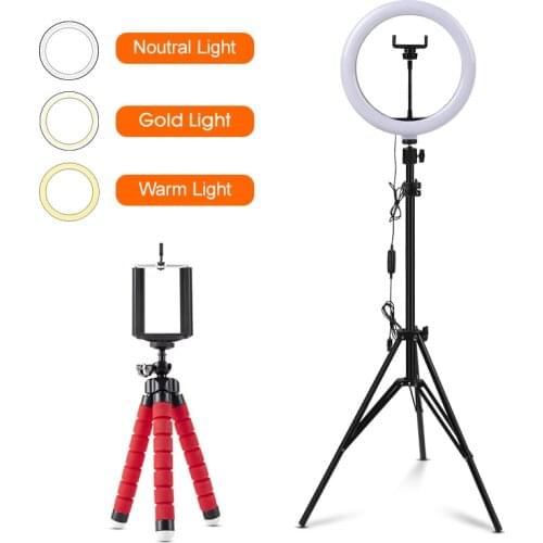 Yizhestudio LED Selfie Ring Light Photography Lamp with Mobile Holder Support Tripod Stand Ring light For Live Video Streaming