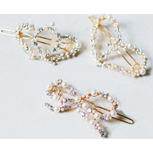 Hot mix pearl hairpin Crystal Crown Multi-utility styling bow Small-folder Hairpin hair jewelry wholesale