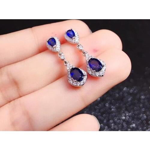 Natural Red Sapphire Earrings 925 Sterling Silver Gemstone Stud Earrings for Women Fine Jewelry New