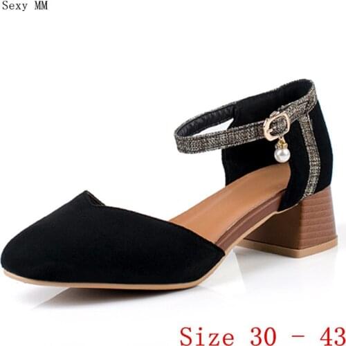 Pumps Women Oxfords Career D'Orsay Shoes Med High Heels Woman Med High Heel Shoes Small Plus Size 30 31 32 33 - 40 41 42 43