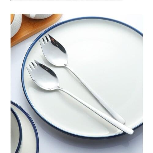 1PC Stainless Steel 2 in 1 Sporks Creative Spoon Fork Utensils Combo Spaghetti Salad Dessert Fruit Heavy Duty Flatware PA 004