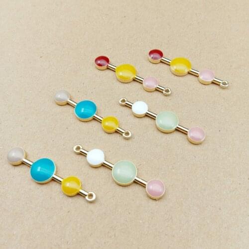 10pcs Colorful Round Geometric Floating Enamel Charms Alloy Pendant Fit For Necklaces Bracelets DIY Female Fashion Jewelry YZ405