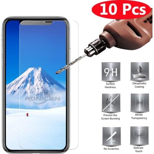 10Pcs Tempered Glass for iPhone 7 8 6 6s Plus Screen Protector Protection Film for iPhone X XS Max XR 11Pro MAX 5 5S 5C SE 2020