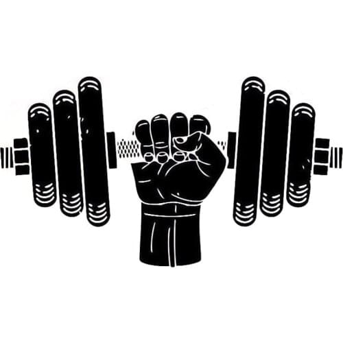 19.6CM*10.9CM Creative Fitness Sports Weightlifting Silhouette Car Sticker Black/Silver Vinyl S9-0624